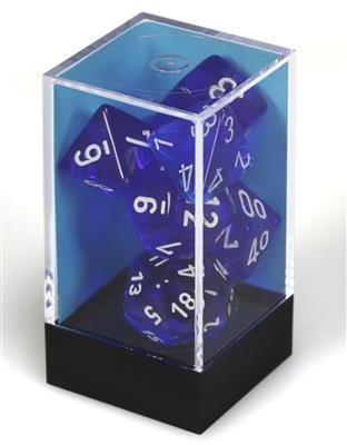 Dobbelsteenset Doorschijnend Veelvlak Blauw/wit (7)