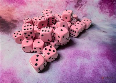 Dobbelsteenset Opa Pastel Roze/Zwart 12mm (36)