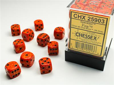 Dobbelsteenset Spec 12mm Vuur D6 (36)