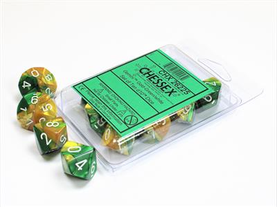 Dobbelsteenset Gemi Poly Goud/Groen/Wh D10 (10)
