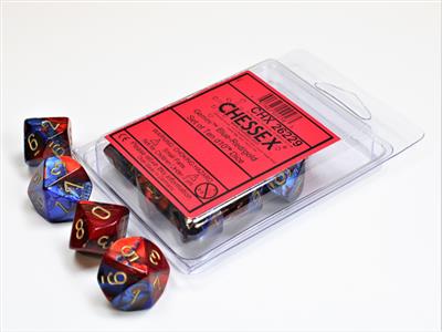 Dobbelsteenset Gemi Poly Blauw/Rood/Wit D10 (10)