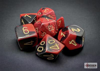 Dobbelsteenset Gemi Poly Zwart-Rood Goud (7)