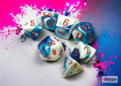 Dobbelsteenset Gemi Poly Astral Blauw-Wit met rood (7)