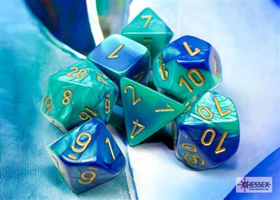 Dobbelsteenset Gemi Poly Blauw-Blauwgroen met goud (7)