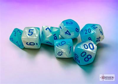 Dobbelsteenset Gemini Lum Polyhed Turq-Wit/Blauw (7)