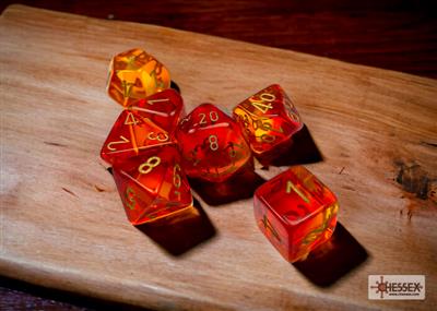 Dobbelsteenset Gemini Lum Polyhed Rood-Geel/Goud (7)