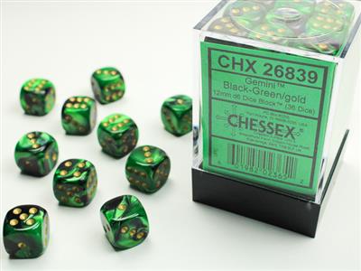 Dobbelsteenset Gemi 15mm Poly Bla-Groen D6 (36)