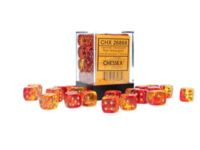 Dobbelsteenset Gemini Lum Rood-Geel/Goud 12mm D6 (36)