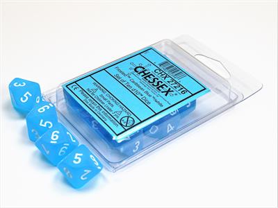 Dobbelsteenset Frosted Caribbean Blue/wh D10 (10)