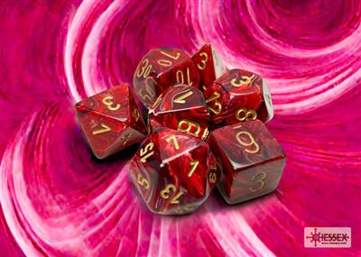 Dobbelsteenset Vortex Poly Burgundy-Gold (7)