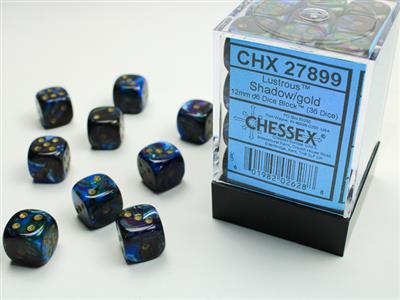 Dobbelsteenset Lust 12mm Shadow-Gold D6 (36)