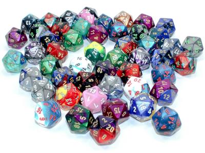 Dobbelstenenzak van 50 Asst. Losse Gemini Poly. D20