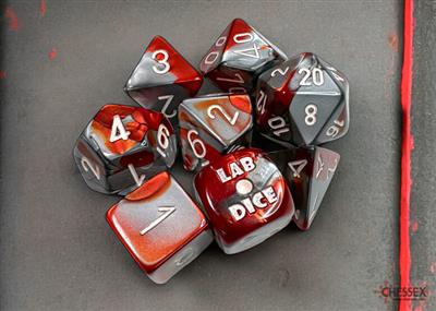 Lab Dice Set Gemini Poly Rood-Staal/Wit (7)
