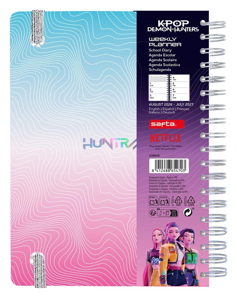 KPop Demon Hunters School Diary weekplanner 2026/2027 A5