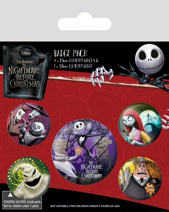 Nightmare Before Christmas Pin-Back Buttons 5-Pack-tekens