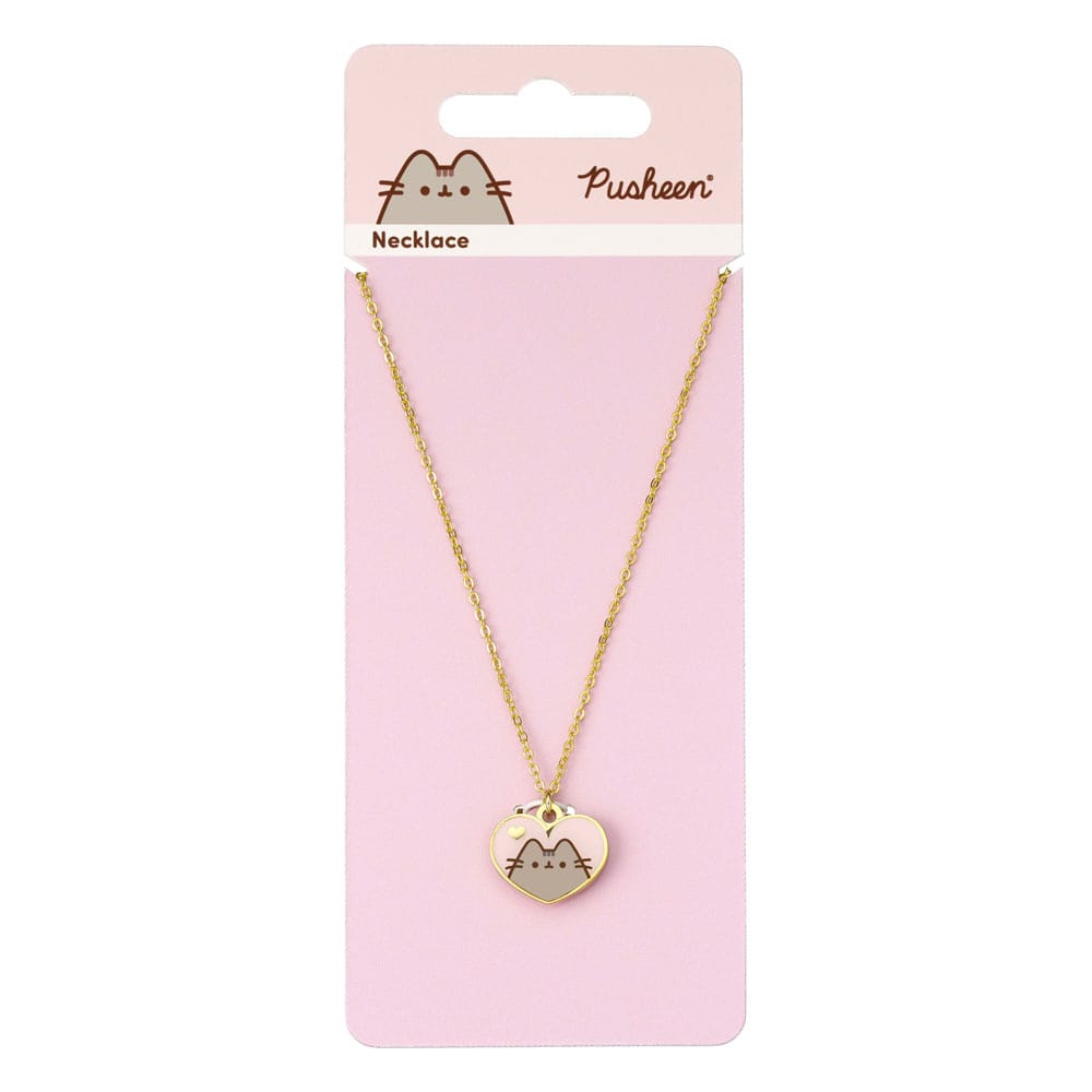 Pushen hanger & ketting roze en gouden hart