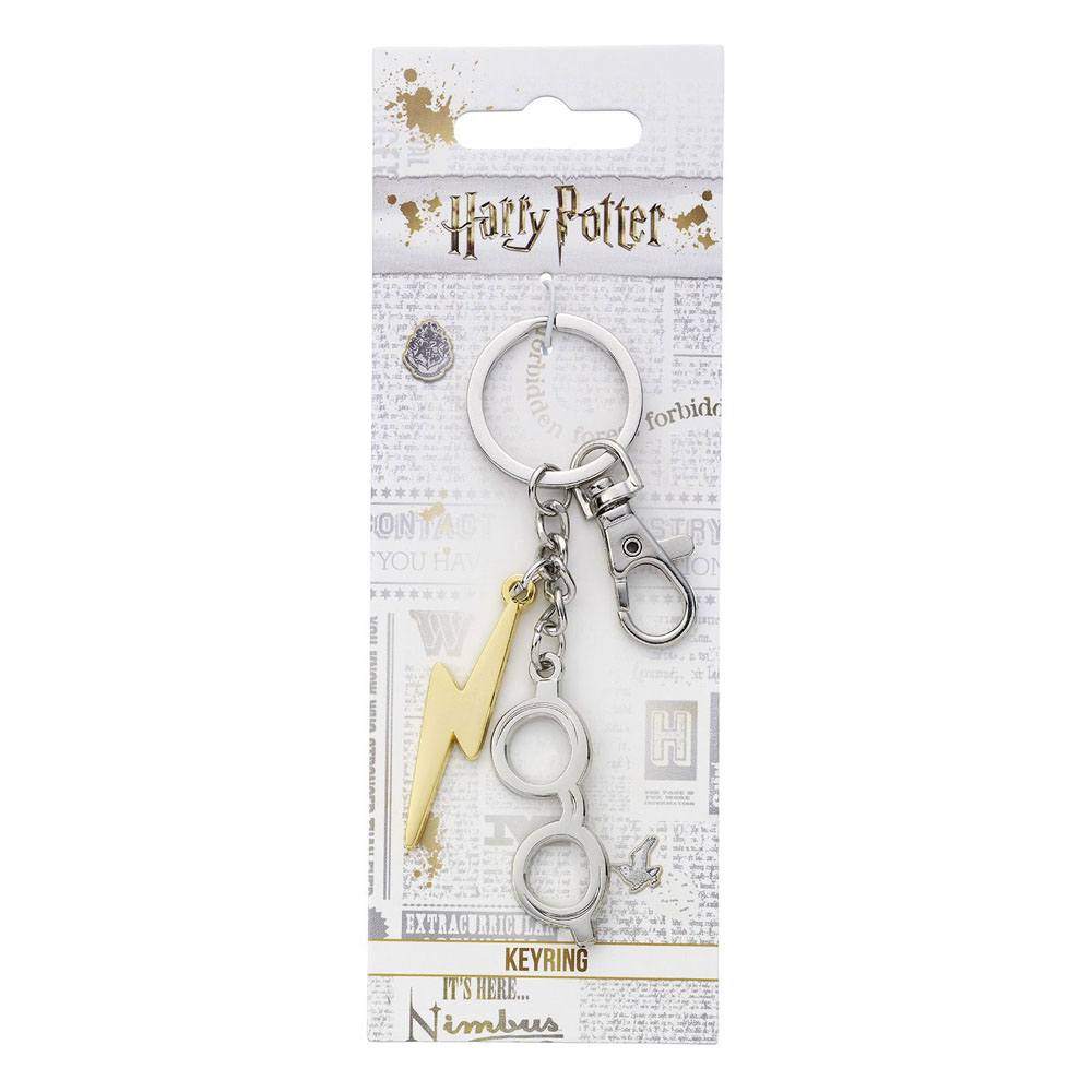 Harry Potter Keychain Lightening Bolt & Glasses (verzilverd)
