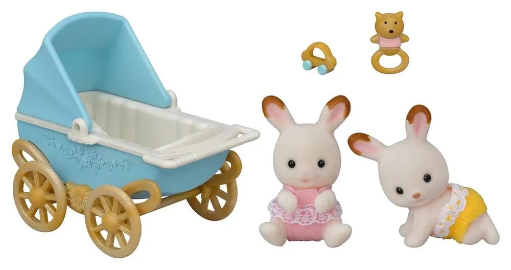 Sylvanian Families: Chocoladekonijn-tweeling met kinderwagenset