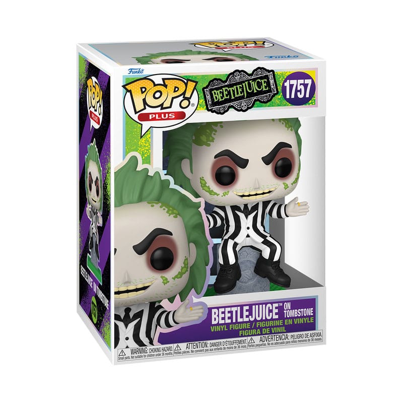 Beetlejuice pop! Plus films vinyl figuur Beetlejuice met Tombstone 9 cm