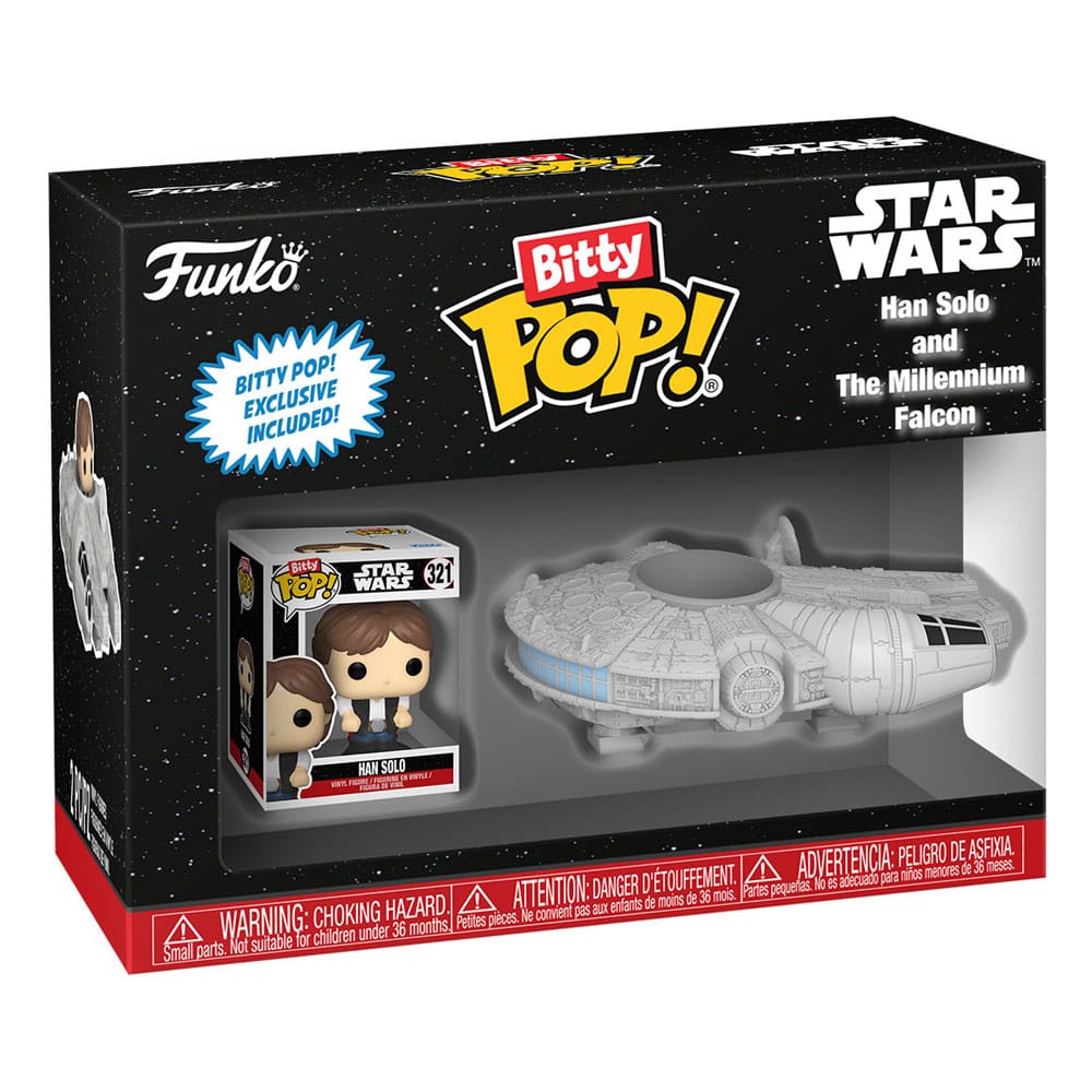 Star Wars Bitty POP! Rides Vinyl Figure Display Han Solo met Millennium Falcon 2,5 cm