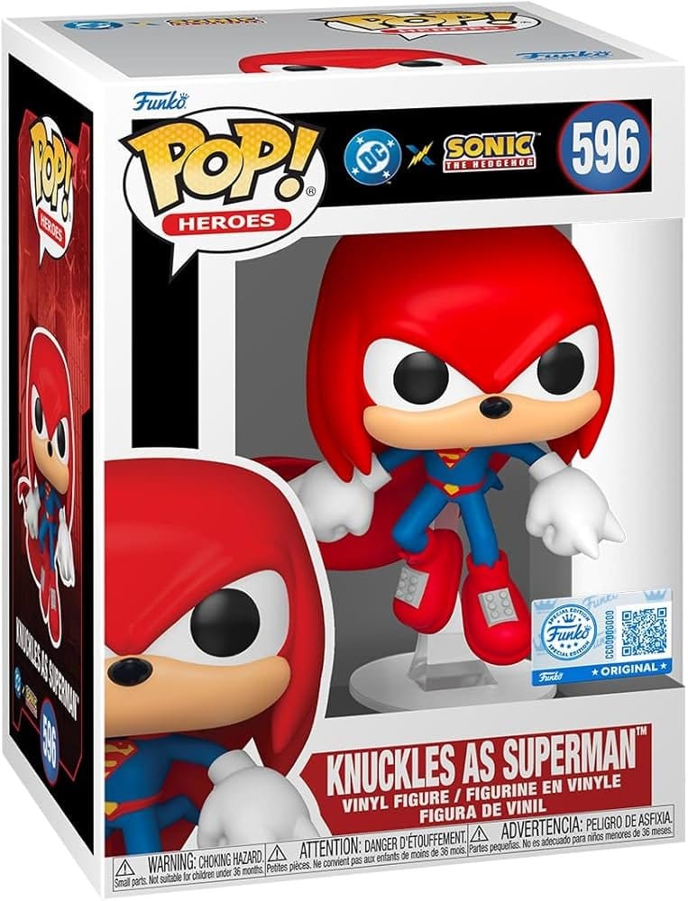DC x Sonic the Hedgehog POP! Heroes Vinyl Figuur Knuckles als Superman 9 cm