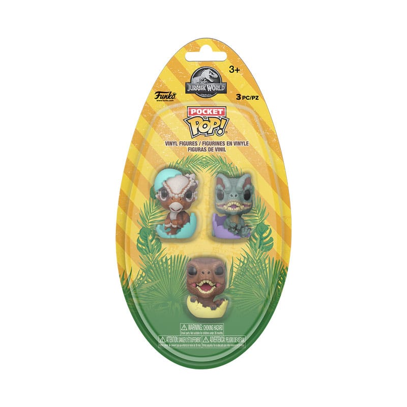 Jurassic Park Pocket POP! Vinylfiguur Paasei 3-Pack Dino's 4 cm