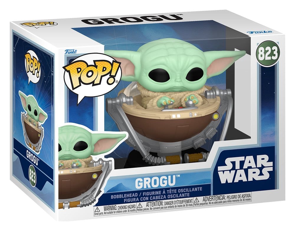 Star Wars: The Mandalorian en Grogu POP! Vinyl Bobblehead-figuur Grogu in kinderwagen 9 cm