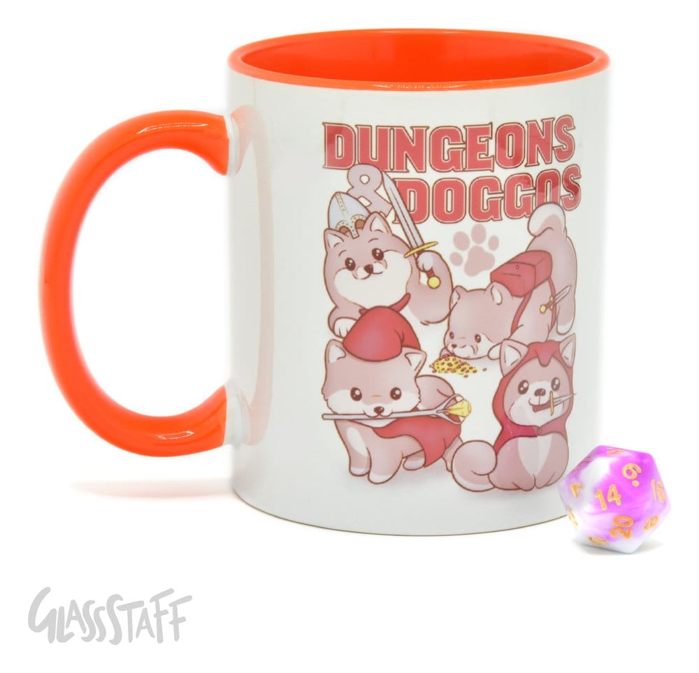Glassstaff cadeauset mok en dobbelstenen D20 Dungeons and Doggos