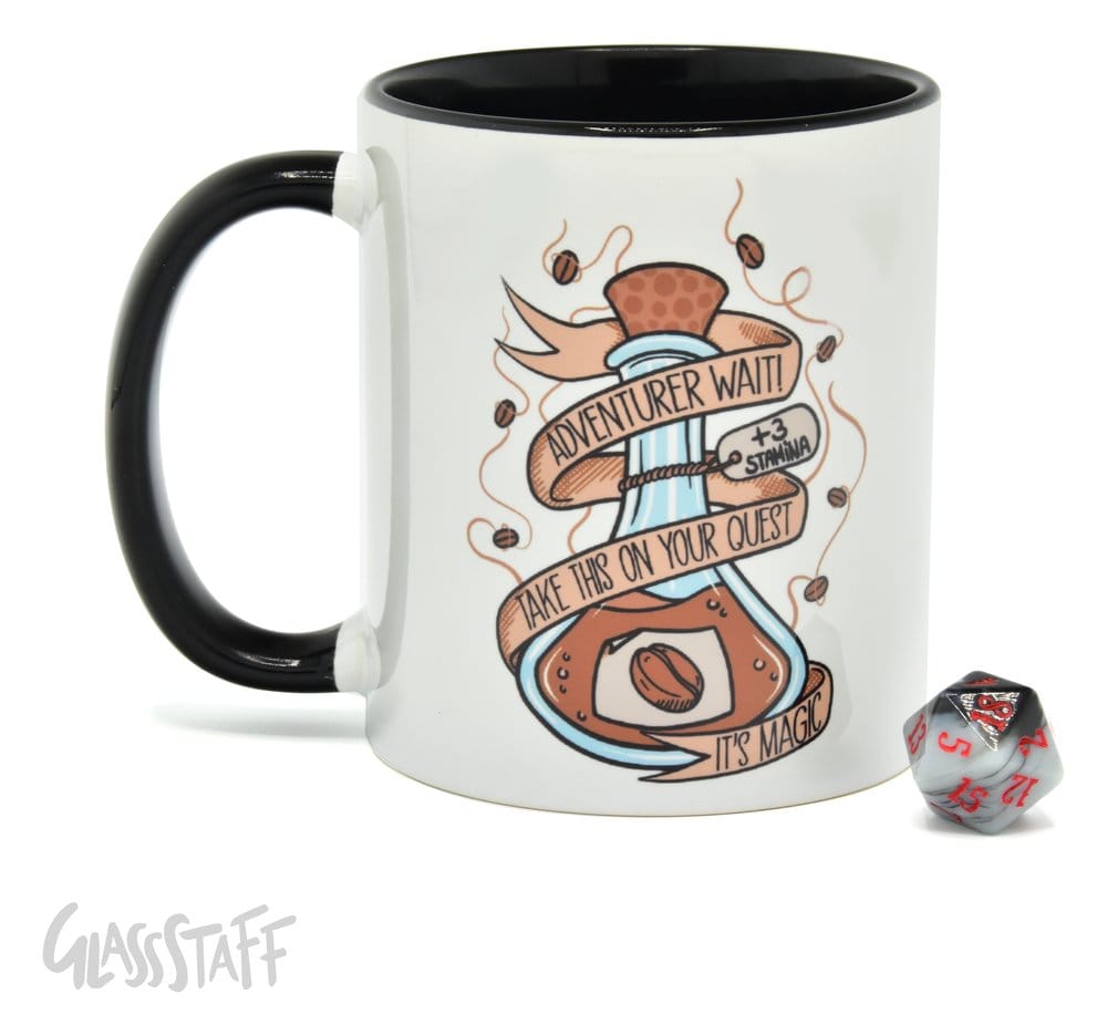 Glassstaff Cadeauset Mok & Dobbelstenen D20 Koffiedrankje
