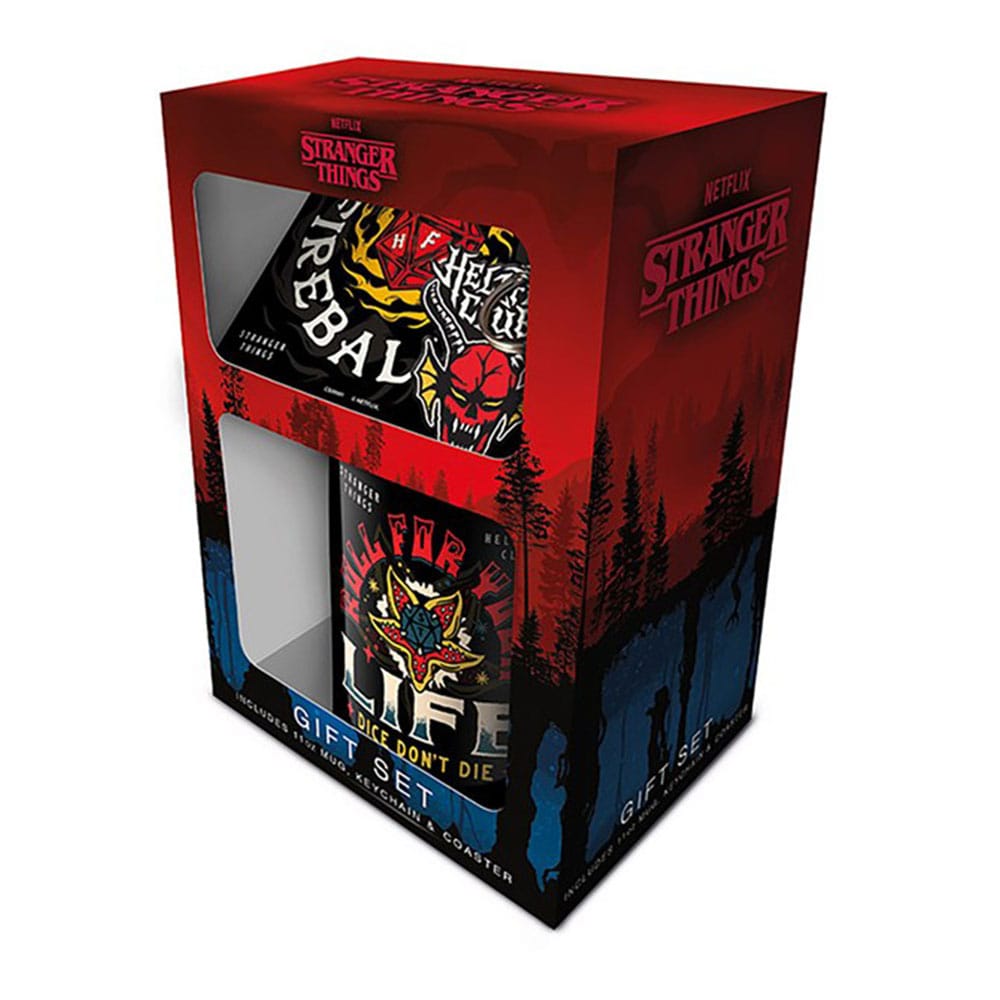 Stranger Things Mok, Coaster en Keychain Set Hellfire