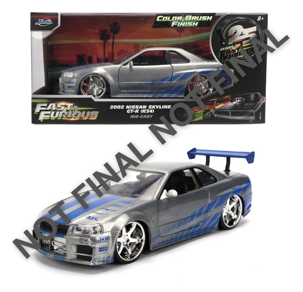 Fast & Furious gegoten voertuig 1:24 jubileum Nissan Skyline 19 cm