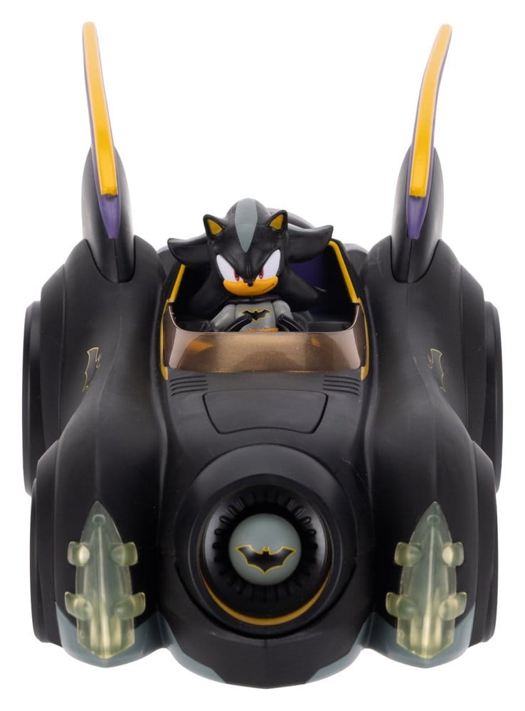 DC x Sonic - The Hedgehog Actiefiguur met voertuigschaduw Batman & Batmobile 6 cm