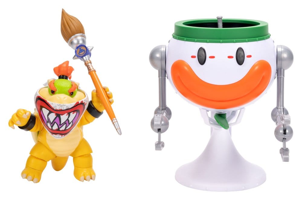 De Super Mario Galaxy Movie Action Figure Bowser Jr. met clownauto 13 cm