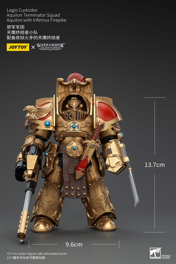 Warhammer the Horus Heresy Action Figuur 1/18 Legio Custodes Aquilon Terminator Squad Aquilon met Infernus Firepike 14 cm