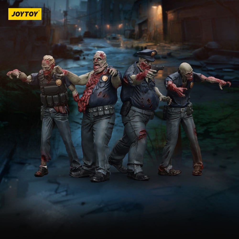 Zombie Dark Source-actiefiguren 4-pack Politie (mannelijk) 8 cm