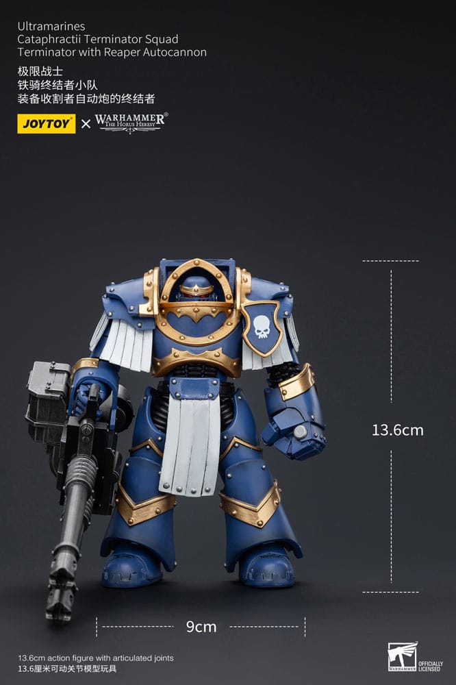 Warhammer the Horus Heresy -actie Figuur 1/18 Uitramarines Cataphractii Terminator Squad Terminator met Reaper Autocannon 14 cm
