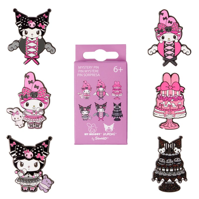 Paramount by Loungefly Emaille Pins Blind Box My Melody en Kuromi Roze en Zwart Assortiment (12)