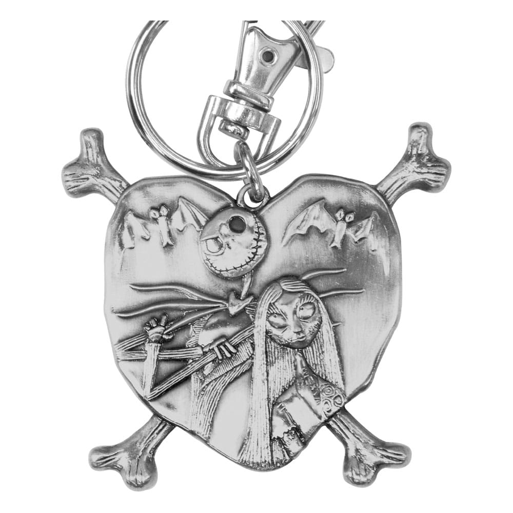 Nightmare Before Christmas Metal Keychain Jack en Sally in hart