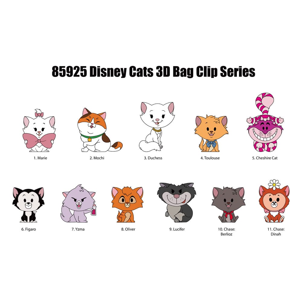 Disney Cats 3D Foam Bag Clips Serie 69 Display (24)