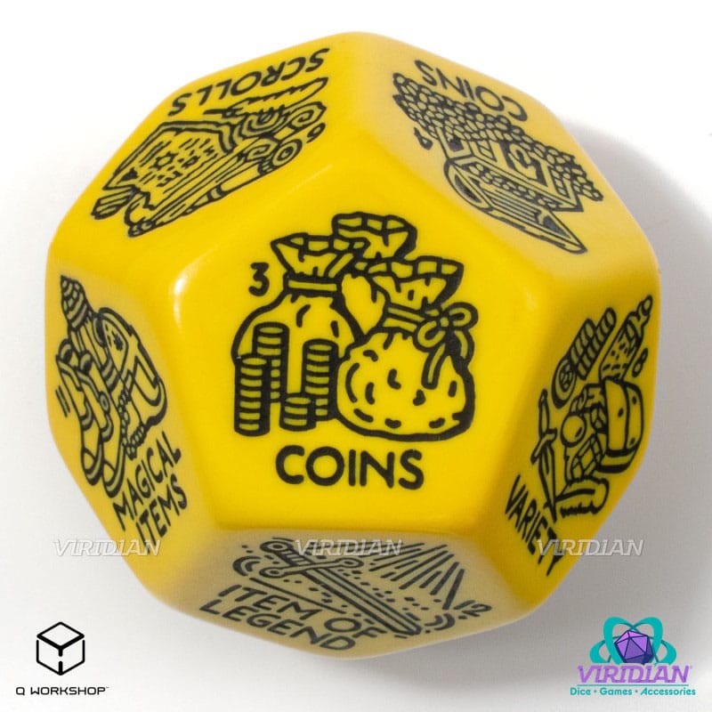 Viridian Jumbo Dice Treasure Generator Die D12 Geel