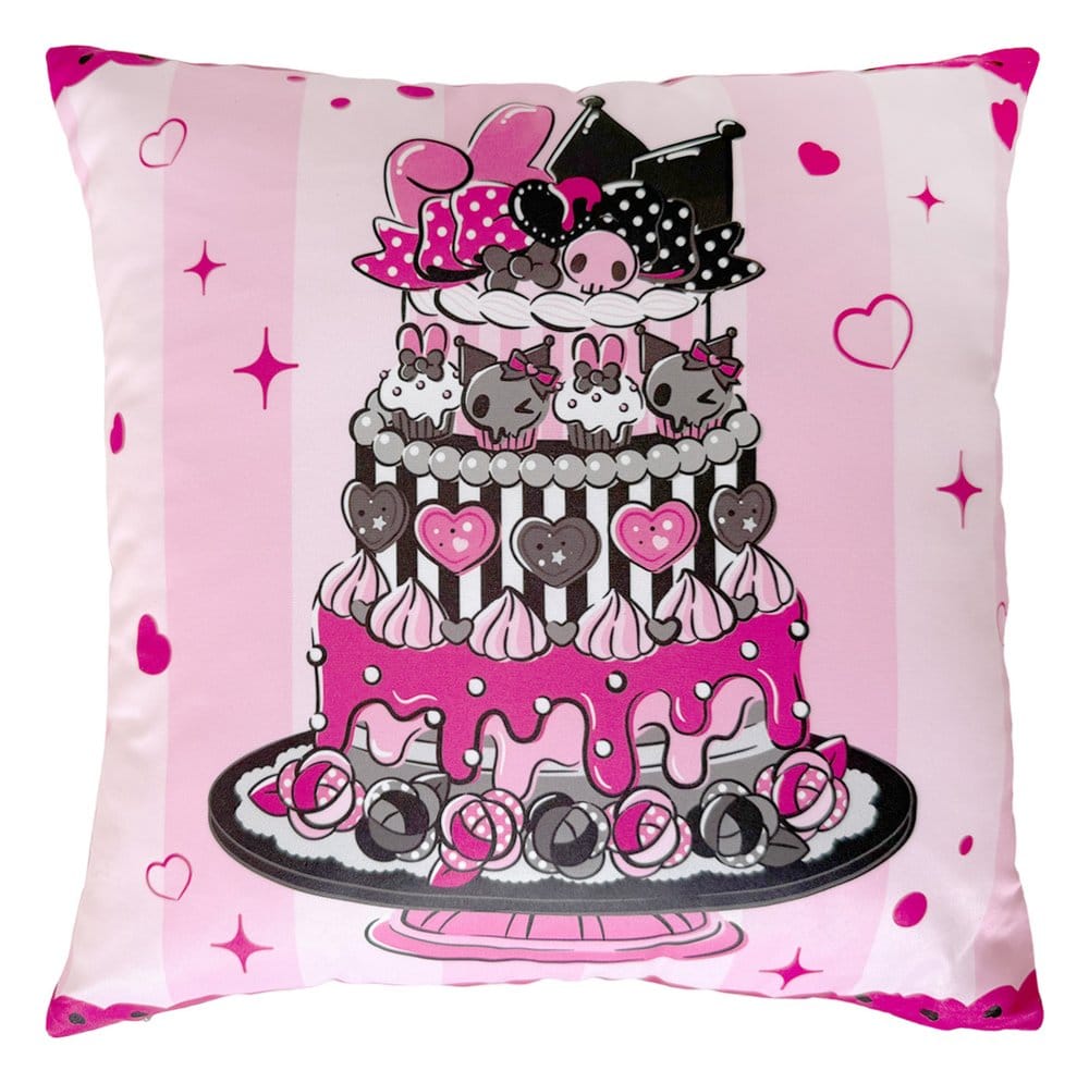 Sanrio Roze Zwart Party Series Kussen Kuromi & My Melody 35 x 35 cm