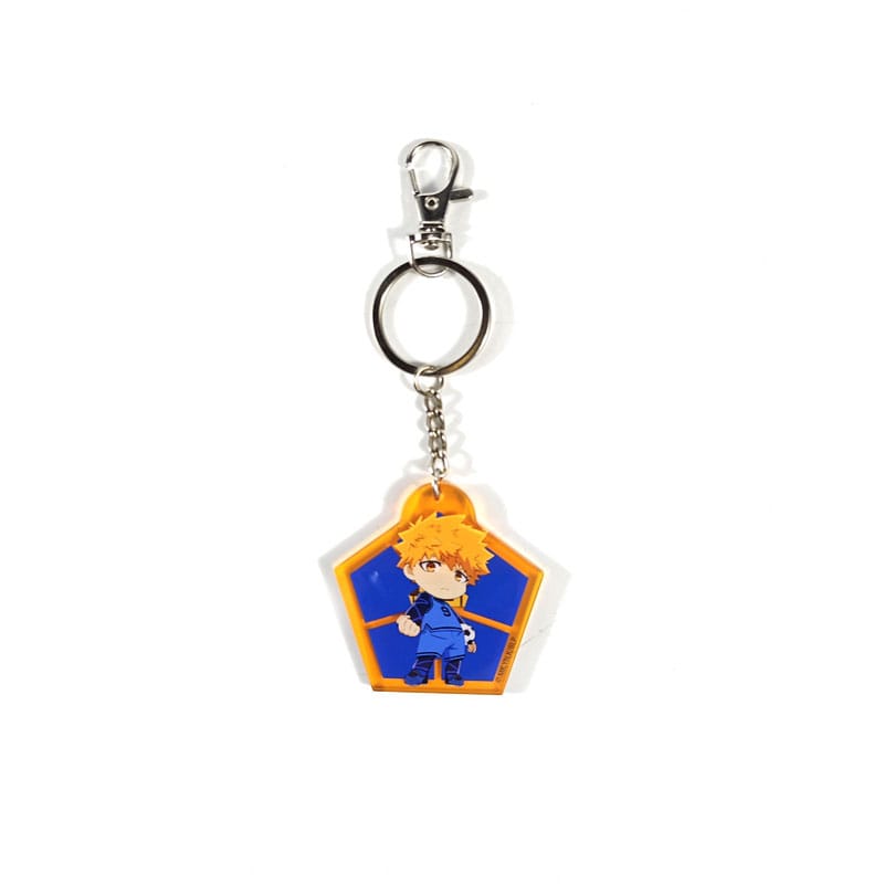 Blauw slot acryl sleutelhanger renSuke Kunigami chibi stijl 5 cm