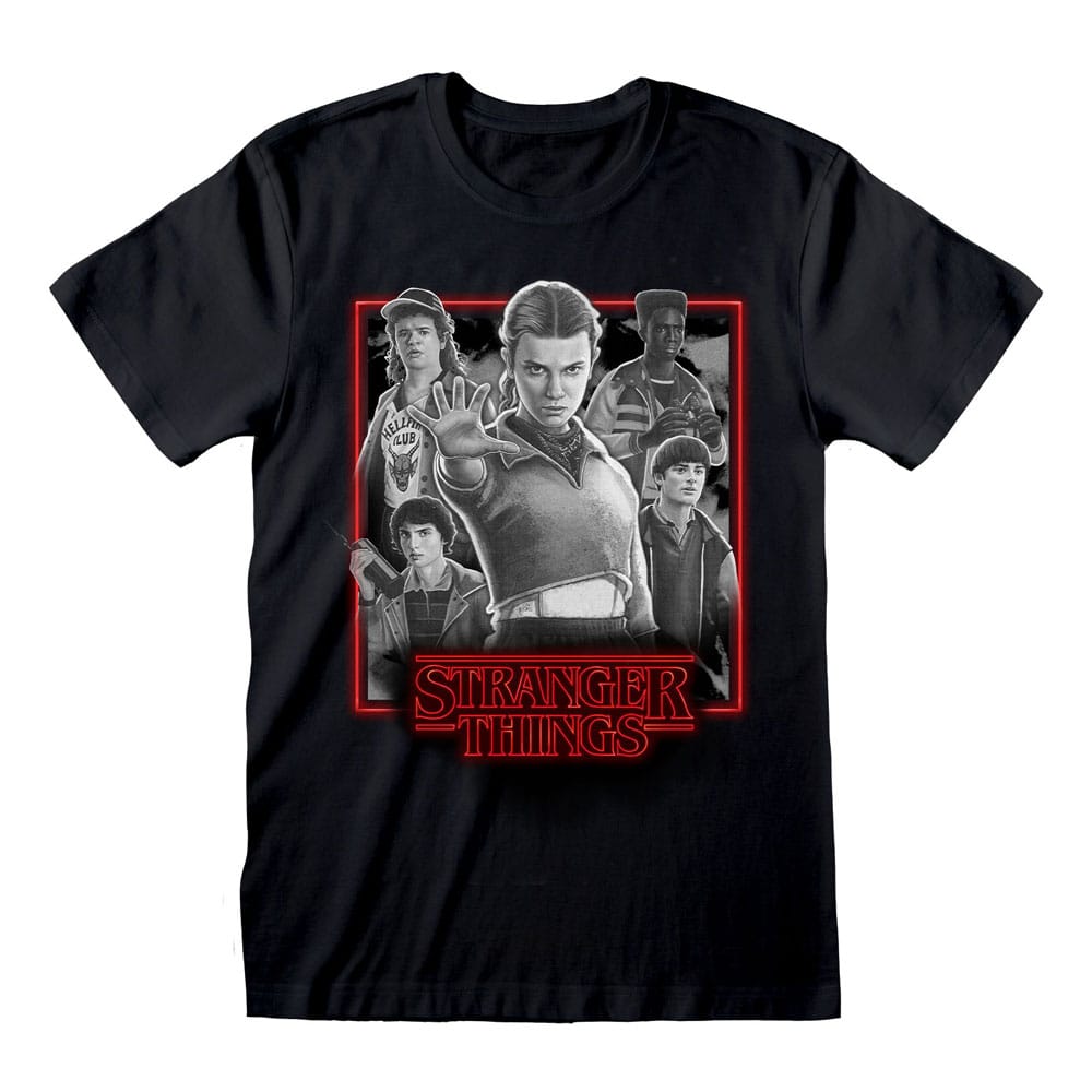 Stranger Things T-Shirt-personages in gloeiende doos zwart en wit