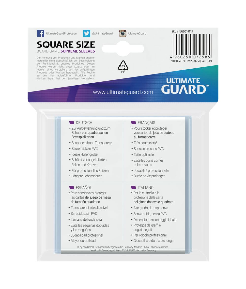 Ultimate Guard Supreme Sheeves for Board Game Cards Square (50)