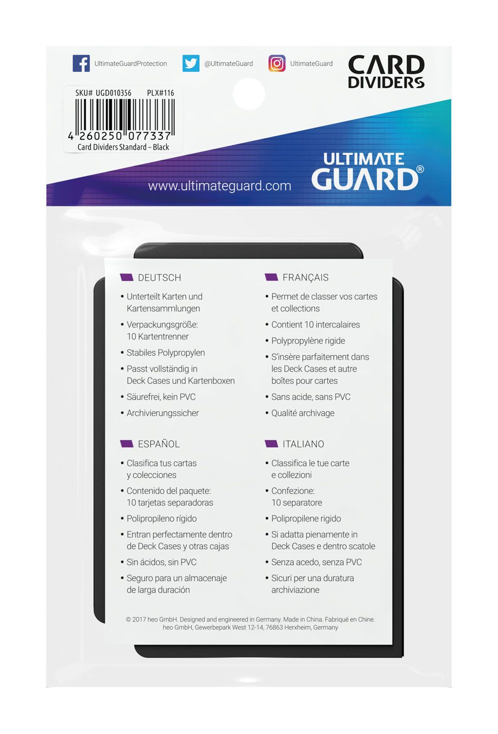 Ultimate Guard Card Dividers Standaardgrootte (10) - Zwart
