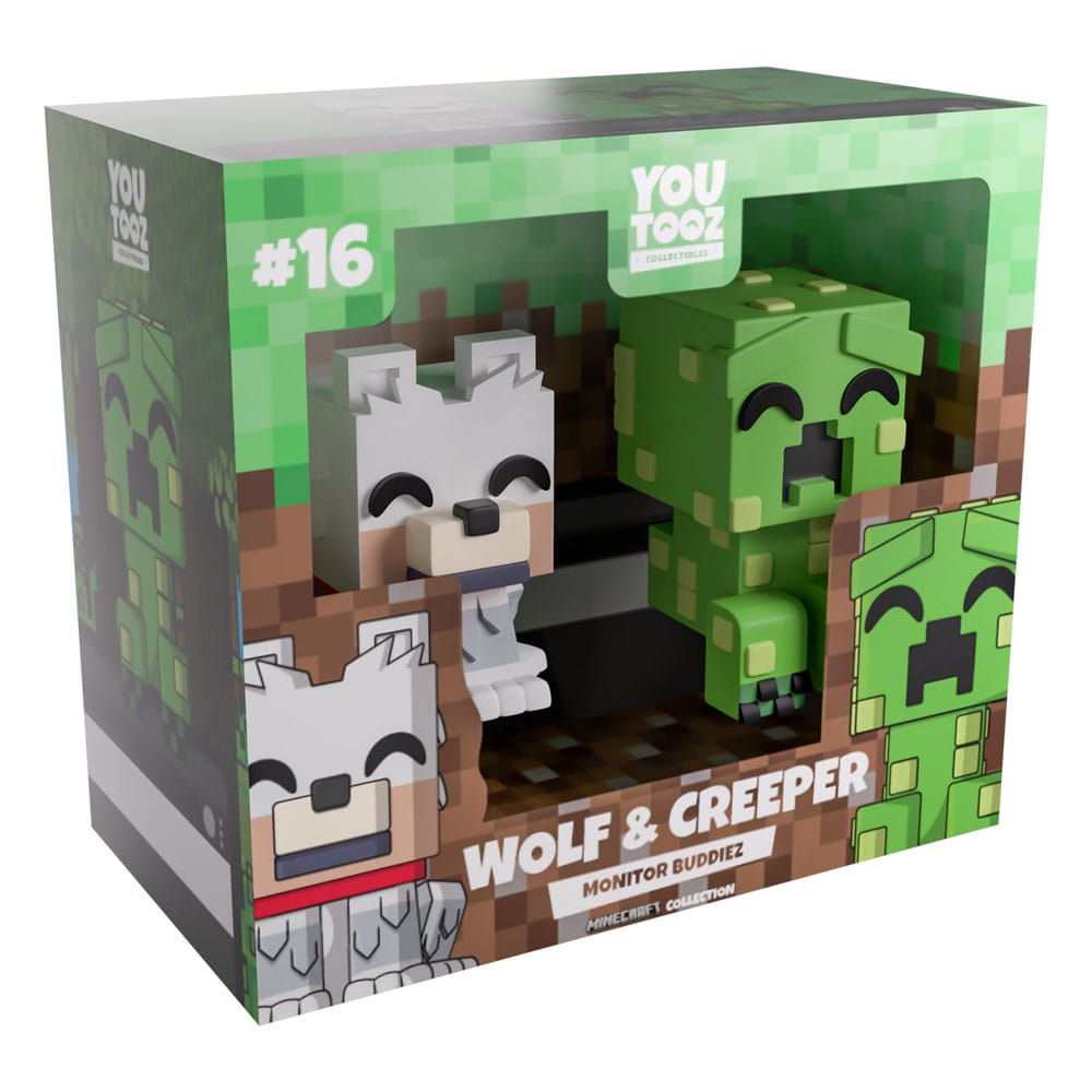 Minecraft vinylfiguren Wolf en Creeper Monitor Buddiez