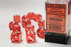 Dobbelsteenset Trans Oranje/Wit 16mm (12)