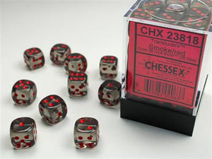 Dobbelsteenset Trans Smoke/Rood 12mm (36)