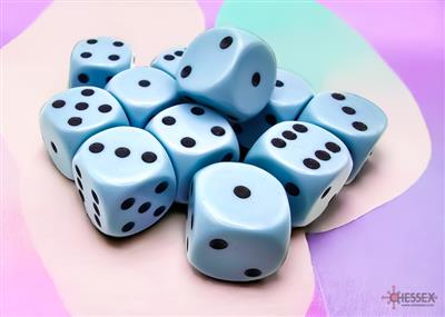 Dobbelsteenset Opa Poly Pastel Blauw/Zwart 16mm (12)