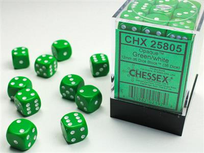 Dobbelsteenset Opa Groen/Wit 12mm (36)